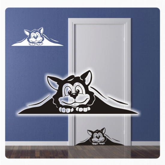 Katze Kätzchen Wandtattoo Türaufkleber Aufkleber Sticker BAD T144