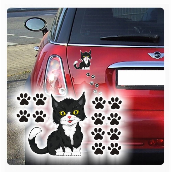 Autoaufkleber Katze Kätzchen Pfoten SET Auto Aufkleber Sticker Digitaldruck Kitty DA035