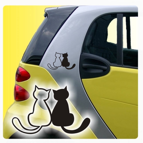 2er SET Katzenliebe Katzen Autoaufkleber Aufkleber Sticker A1009