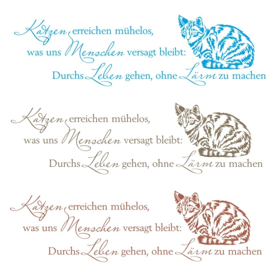 Katzen Wandtattoo Zitat Wandaufkleber Kätzchen Pfoten W1760