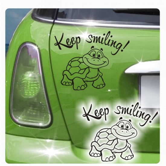 Autoaufkleber Turtle Schildkröte Keep smiling! Aufkleber Sticker A1178