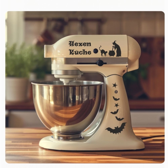 Aufkleber Sticker SET für Kitchen Aid Kitchenaid Hexen Küche Hexe Katze FledermausTattoo KAA004