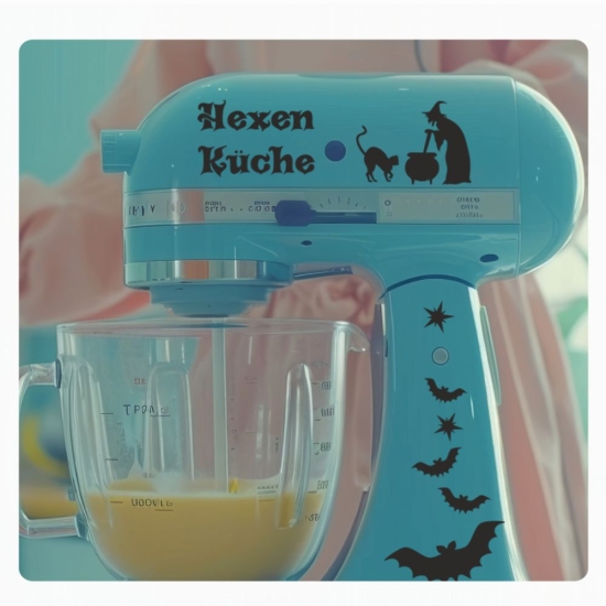 Aufkleber Sticker SET für Kitchen Aid Kitchenaid Hexen Küche Hexe Katze FledermausTattoo KAA004