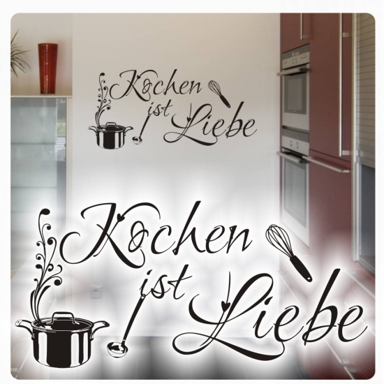 Kochen ist Liebe Wandtattoo Wandaufkleber Küche W1532