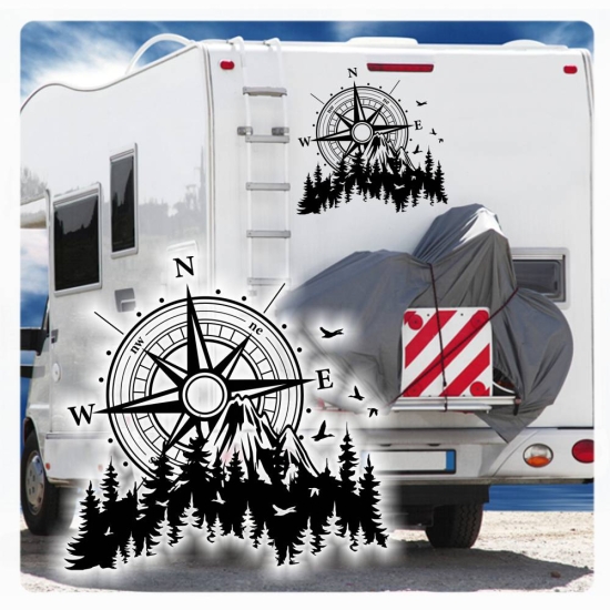 Wohnmobil Aufkleber Aufkleber Kompass Rose Berge Caravan Sticker