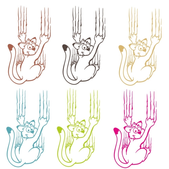 Türaufkleber Kratze Katze Wandaufkleber Kind Küche Sticker T508