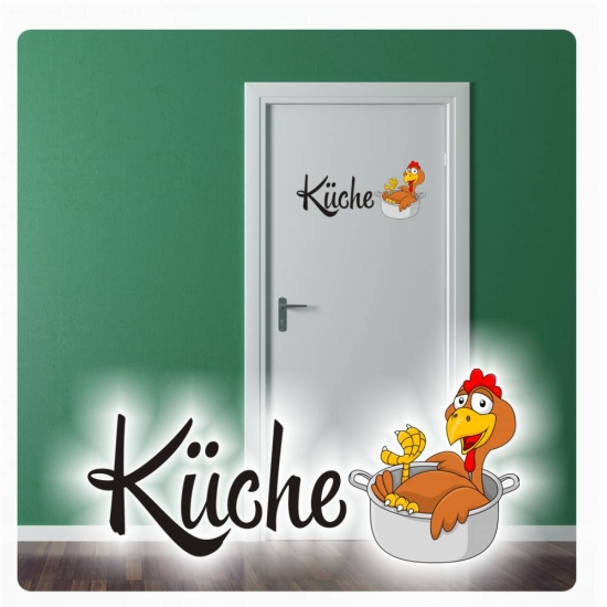 Türaufkleber Küche Huhn Kochtopf Türtattoo Digitaldruck DT003