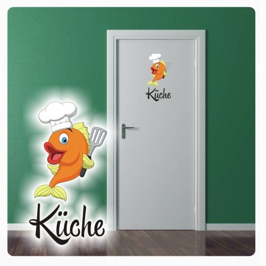 Türaufkleber Fisch Koch Küche Digitaldruck Wandtattoo Türtattoo Sticker DT160