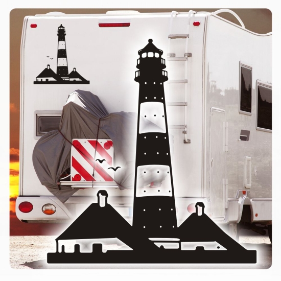 Leuchtturm Westerhever Wohnmobil Aufkleber WoMo Caravan Aufkleber Sticker WoMo223