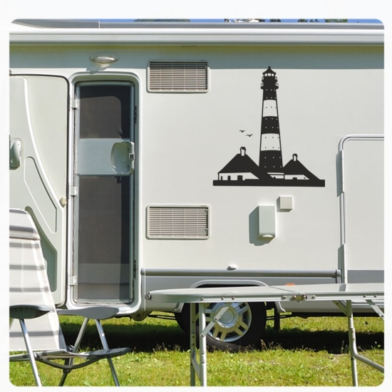 Leuchtturm Westerhever Wohnmobil Aufkleber WoMo Caravan Aufkleber Sticker WoMo223