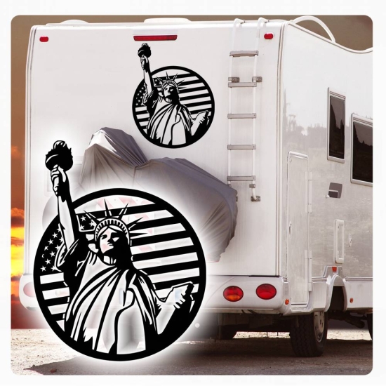 Liberty Freiheitsstatue USA Amerika Wohnmobil Camping Sticker Aufkleber  WoMo080