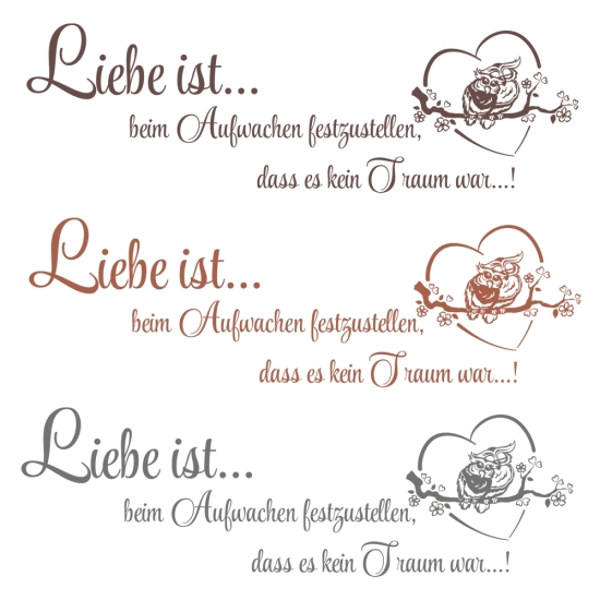 Liebe ist beim Aufwachen... Eule Eulchen Eulen Wandtattoo W1612