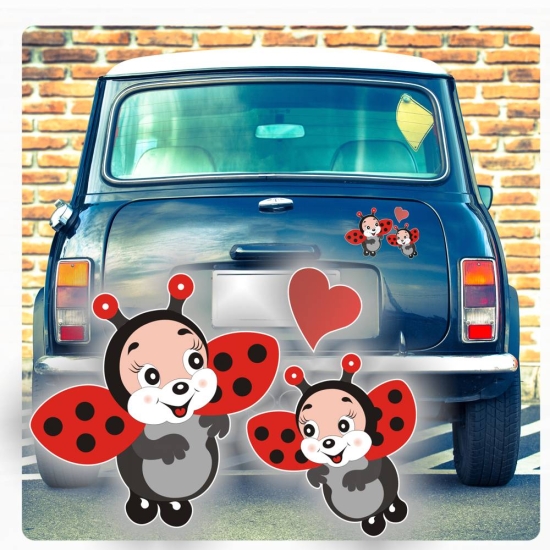 Marienkäfer Käfer Herz Ladybug Autoaufkleber Auto Sticker DA1007