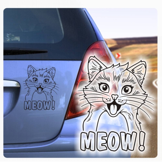 Auto Aufkleber Katze Meow Kätzchen Autoaufkleber clickstick A647