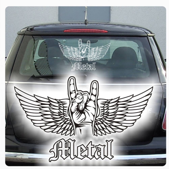 Autoaufkleber Rock Hand Metal Flügel Tribal Rock´n´Roll Auto Aufkleber  Sticker A447