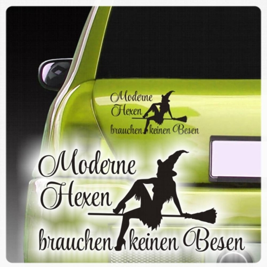 Moderne Hexen Autoaufkleber Aufkleber Hexe Sticker Witch Besen Katze A1902