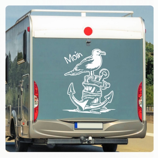 Wohnmobil Aufkleber Möwe Anker Tau Meer Moin Caravan Sticker WoMo459