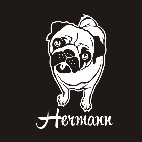 Mops Name Auto Aufkleber Autoaufkleber Sticker Pug Pfote A1908