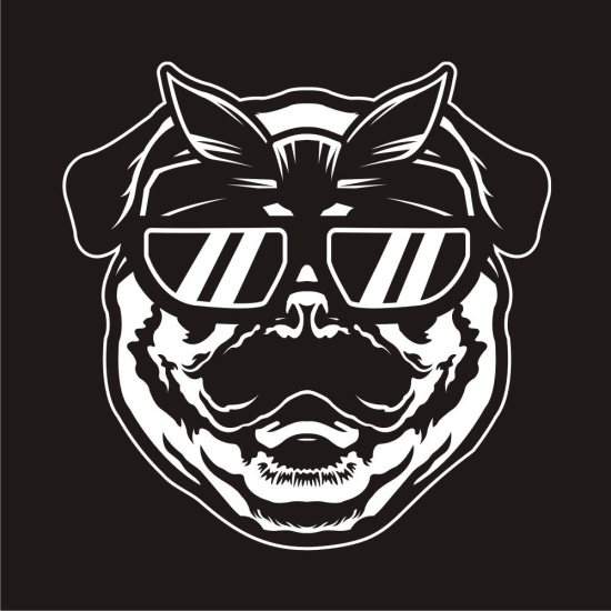 Mops mit Sonnenbrille Haarband Pug Autoaufkleber Auto Aufkleber Sticker A729