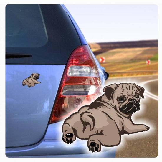 Autoaufkleber Mops Auto Aufkleber Pug Hund Pfoten Sticker Digitaldruck DA033