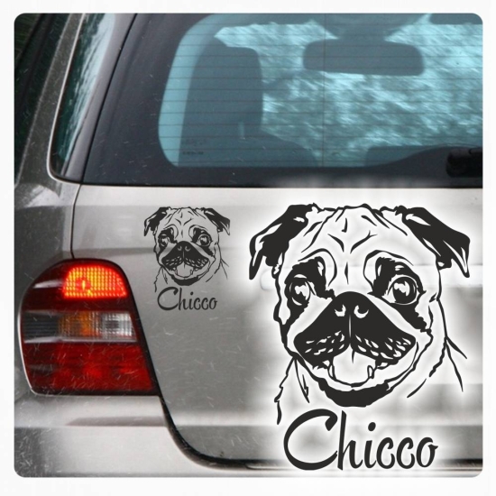 Mops Name Auto Aufkleber Autoaufkleber Sticker Pug A1702