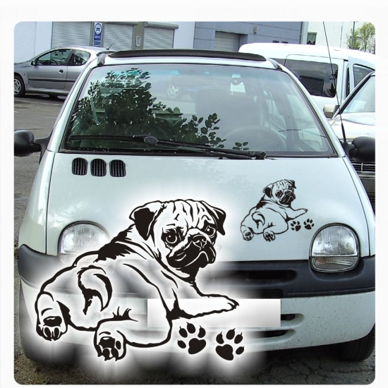 Mops Auto Aufkleber Hundeaufkleber Autoaufkleber Sticker Pug A577