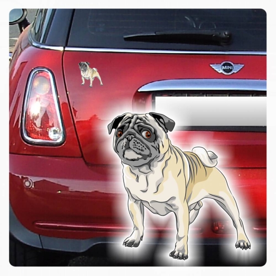 Autoaufkleber Mops Auto Aufkleber Pug Hund Pfoten Sticker Digitaldruck DA030