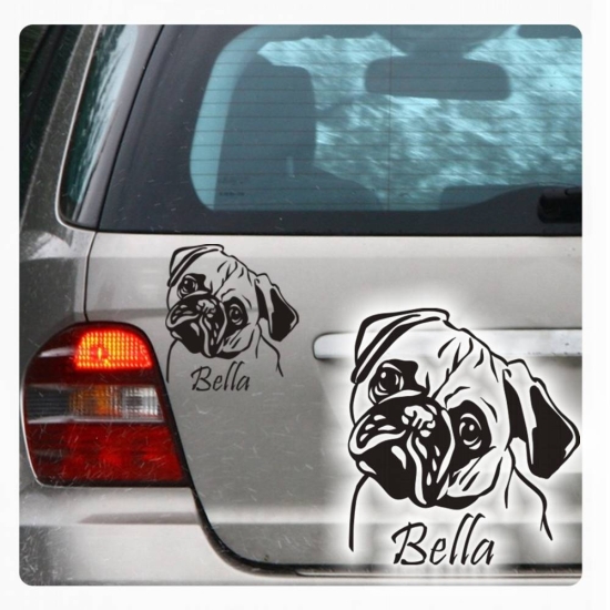 Mops Name Auto Aufkleber Autoaufkleber Sticker Pug A1708