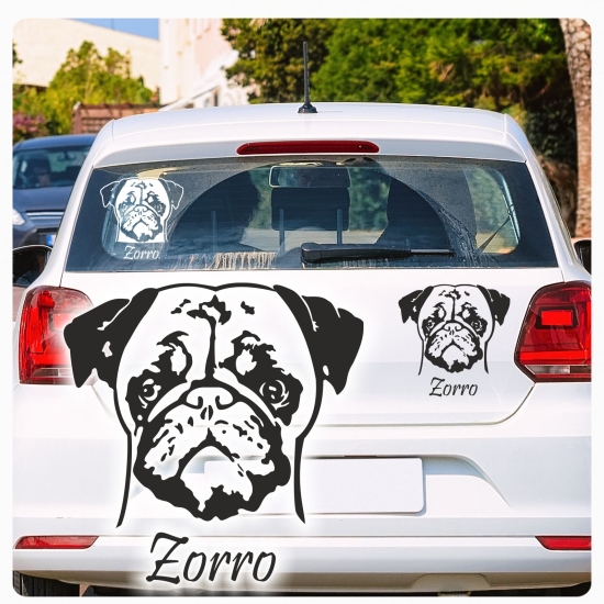 Mops Name Auto Aufkleber Autoaufkleber Sticker Pug A1824