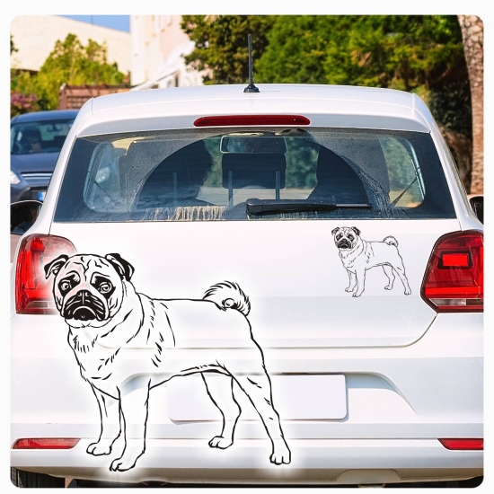 Hundeaufkleber Mops Pug stehend Autoaufkleber Auto Sticker Aufkleber A1735