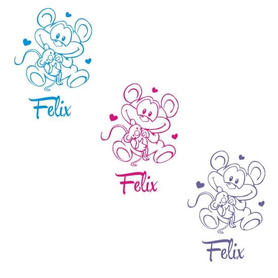 Türaufkleber Maus Teddy Name Wandtattoo Aufkleber Sticker T449