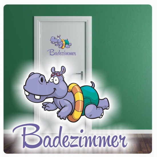 Türaufkleber Badezimmer Hippo Nilpferd Wandtattoo  Türtattoo Sticker DT116