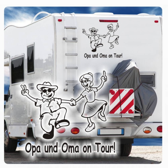 Sticker Aufkleber Wohnmobil Oma & Opa on Tour Camper Bulli Wohnmobil  Freiheit 