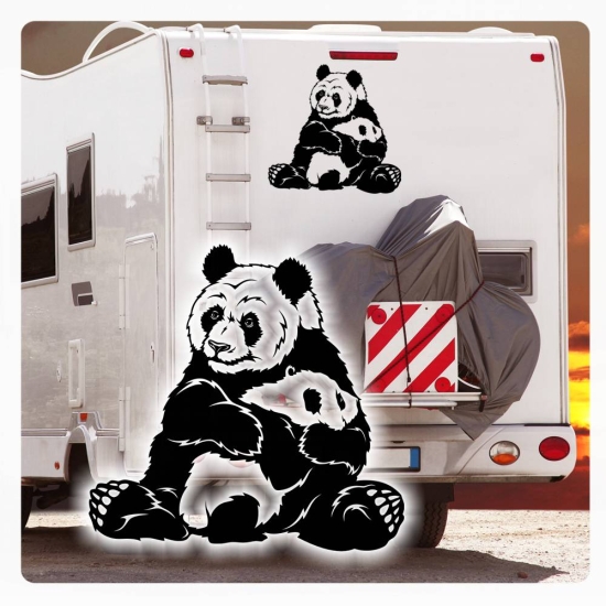 Panda mit Baby Wohnmobil Aufkleber Wohnwagen Sticker WoMo356