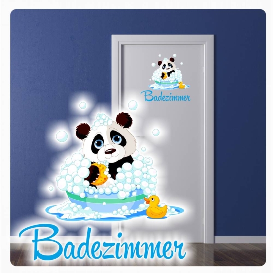 Türaufkleber Badezimmer Panda Ente Digitaldruck Wandtattoo Türtattoo DT073