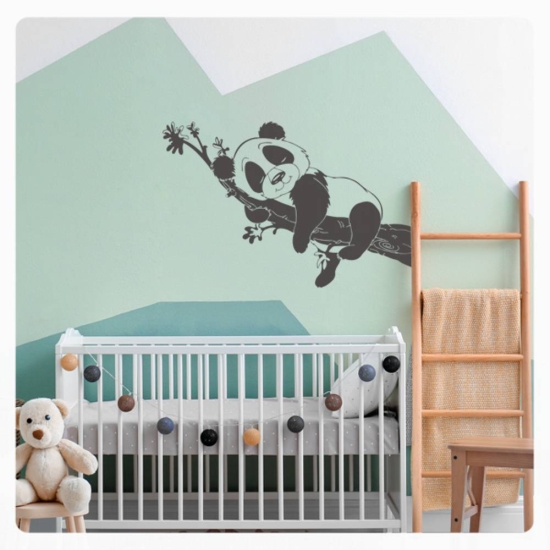 Wandtattoo Panda schlafendes Pandabärchen Sticker  W026hen Wandtattoo Wandaufkleber Kinderzimmer W026