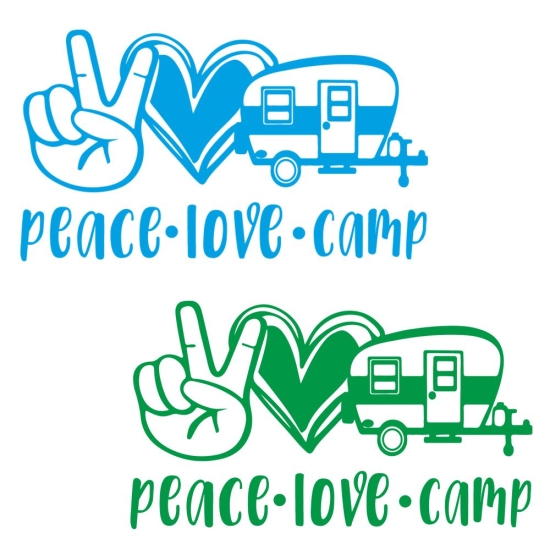 Peace Love Camp Aufkleber Wohnwagen Caravan Auto Sticker WoMo444