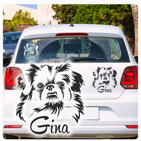 Pekinese Name Autoaufkleber Hundeaufkleber Sticker Aufkleber Hunde Pfoten A2095