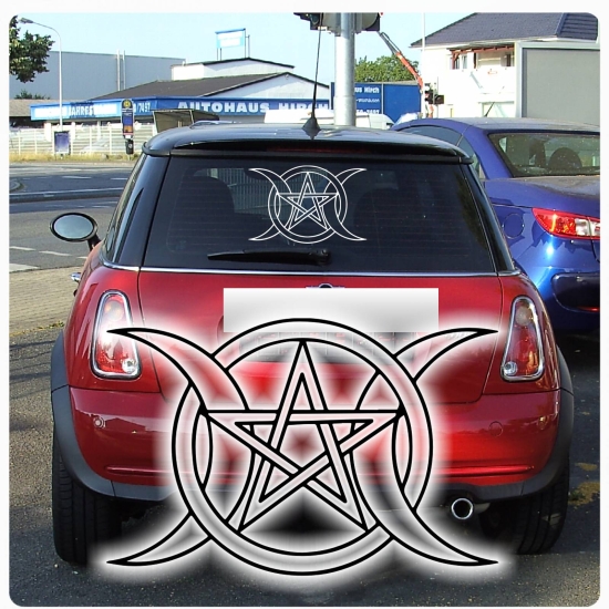 dreifache Göttinnenmonde mit Pentagramm Aufkleber Auto Sticker Autoaufkleber Hexe Hexen A195