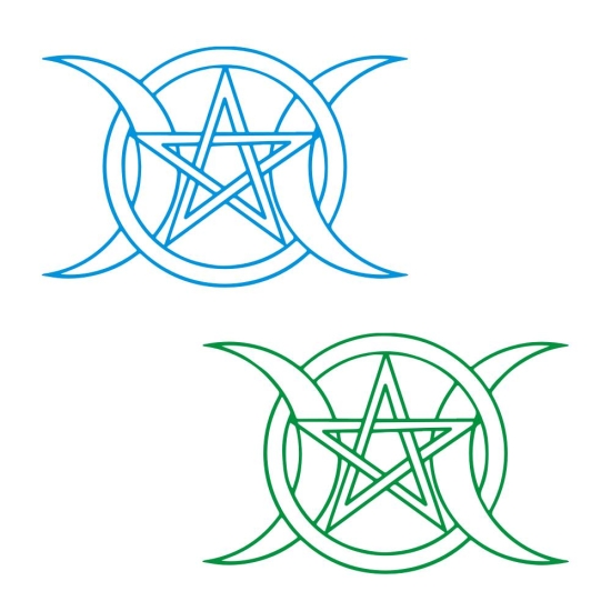 dreifache Göttinnenmonde mit Pentagramm Aufkleber Auto Sticker Autoaufkleber Hexe Hexen A195