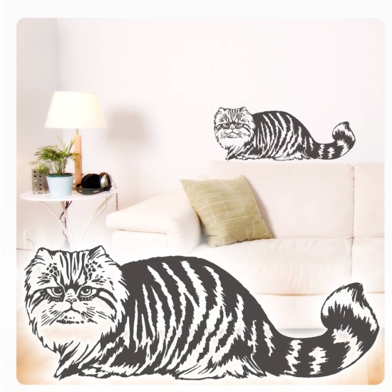 Wandtattoo Perser Katze Kitty Wandaufkleber Walltattoo W1765