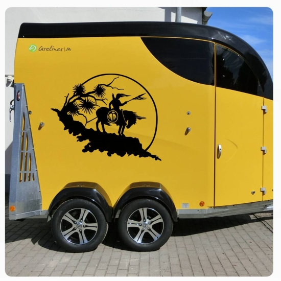 Indianer Pferd Pferdeanhänger Pferdetransporter Aufkleber Sticker Auto  PFA009