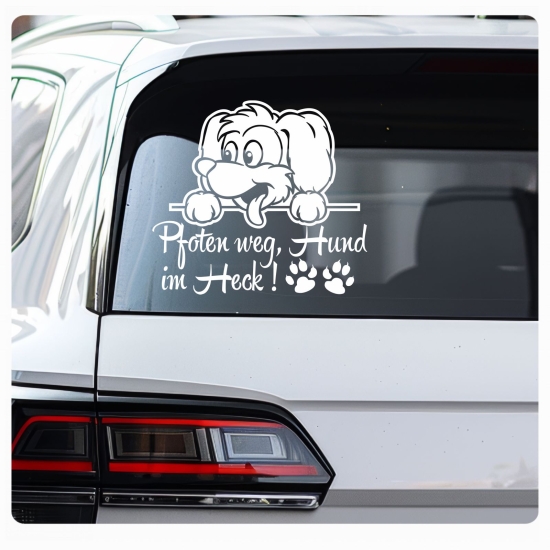 Pfoten weg, Hund im Heck! Autoaufkleber Hundeaufkleber Sticker Auto A2091