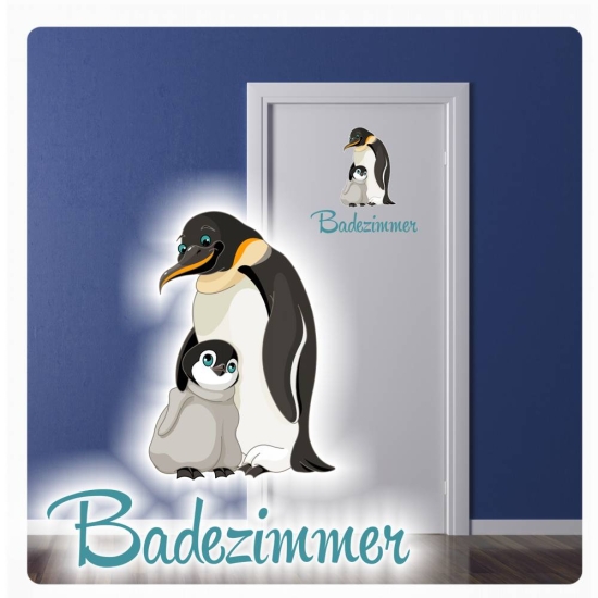 Türaufkleber Badezimmer Pinguine Digitaldruck Wandtattoo Türtattoo DT070