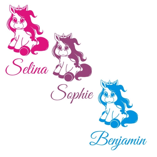Türaufkleber Pony Prinzessin Prinz Name Wandtattoo Tür Aufkleber T140