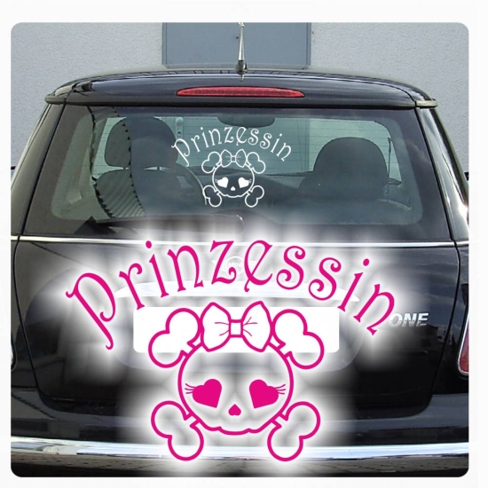Skull Prinzessin Herz Autoaufkleber Heckscheibe Sticker Aufkleber A2039