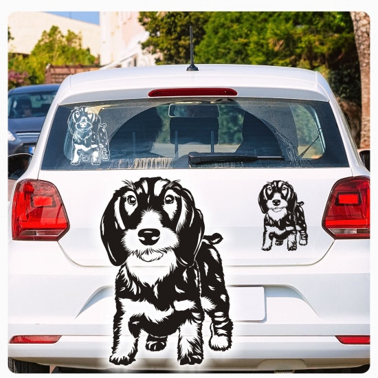 Hundeaufkleber Dackel Teckel Rauhaar stehend Autoaufkleber Auto Sticker Aufkleber A693