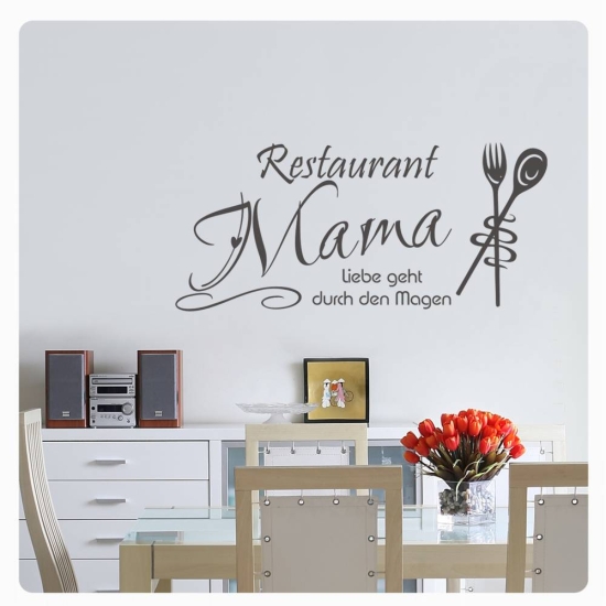 Wandtattoo Restaurant Mama Liebe Wandaufkleber Küche W1048