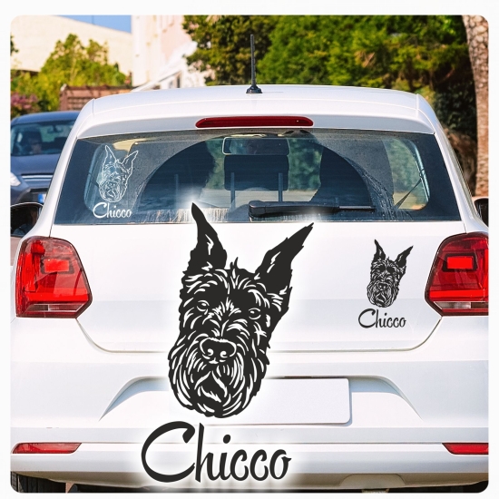 Auto Aufkleber Riesenschnauzer Schnauzer Name Pfoten Sticker A4008