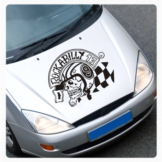 Rockabilly Racing 13 Skull Aufkleber Sticker Motorhauben Autoaufkleber A2035
